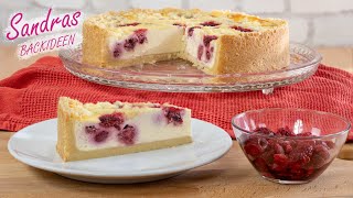 Himbeer Käsekuchen mit Streusel  fruchtiger Käsekuchen mit leckeren Himbeeren  einfaches Rezept [upl. by Malvino]