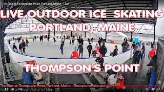 Ice Skating live at The Thompson’s Point Rink Portland Maine – ThompsonsPointRinkcom [upl. by Matthias]