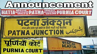 Announcement Of Hatia Patna Purnia Court Kosi Super Express At Gaya JN  Train 18625 [upl. by Anaed771]