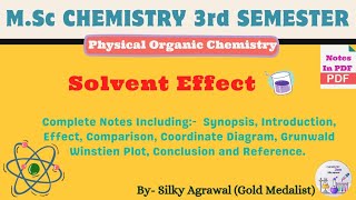 Solvent Effect  Physical Organic Chemistry  Msc Chemistry [upl. by Vivle]