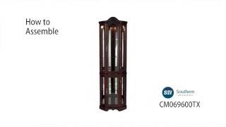 CM0696 Lighted Corner Curio Cabinet  Mahogany Assembly Video [upl. by Atteroc]