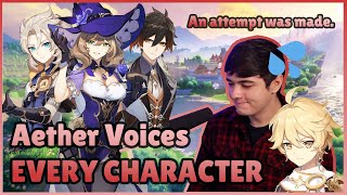 Aethers Voice Actor Tries to Voice Every Genshin Impact Character  Genshin Impact [upl. by Adav]