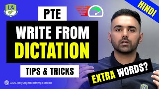 PTE Write From Dictation Hindi  Proven Tips amp Strategies  Extra Words  Language Academy PTE [upl. by Judenberg]