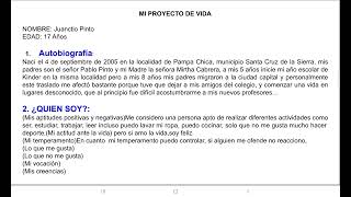 PROYECTO DE VIDA Ejemplo de redacción [upl. by Reuven]