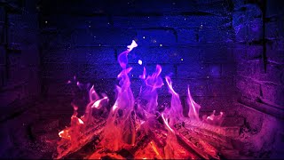 TOTAL RELAX  Blue amp Purple FIREPLACE With Fire Crackling and Roaring sounds 3 HOURS [upl. by Ynffit]