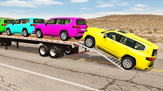 Flatbed Truck Mcqueen  Transportation with Truck  Pothole vs Car 179  BeamNGDrive [upl. by Maybelle]