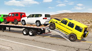 Flatbed Truck Mcqueen  Transportation with Truck  Pothole vs Car 167  BeamNGDrive [upl. by Enilemme]