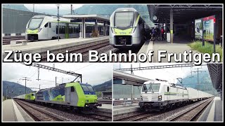 Personen und Güterzugsichtungen beim Bahnhof Frutigen Kanton Bern Schweiz 2023 [upl. by Ztnaj868]