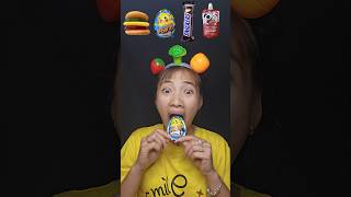 hamburger candy green dinosaur egg snickers chocolate strawberry jellvit drink 🍔🥚🍫🍓 funny [upl. by Hamas774]