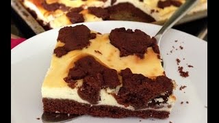 Russischer Zupfkuchen vom Blech  Blechkuchen mit Schokomürbeteig amp Quarkmasse Rezept [upl. by Eihs]