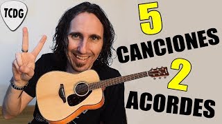 Toca 5 canciones fáciles en guitarra con solo ¡2 Acordes  Ideal para principiantes [upl. by Sivar]