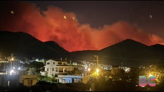 Greece’s marble mountain burns in wildfires [upl. by Chatwin]