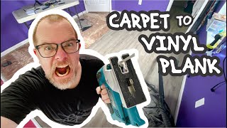 Replace Carpet With Vinyl Plank Step By Step [upl. by Yrrac]