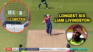 Liam Livingstone Longest six vs Pakistan Eng vs Pak T20 liam Livingstone six video biggest six [upl. by Eelrebma44]