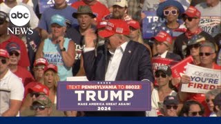 Video shows moment of Trump assassination attempt at rally [upl. by Crystie701]