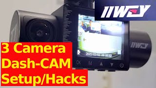 iiwey 3 Channel Camera Dash Cam Setup and Hack Installation Rear View Camera Installation Hack [upl. by Bik]