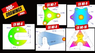 AutoCAD Practice Drawings Ex6789 amp 10  200 Drawings Series autocad autocaddrawing [upl. by Berfield]