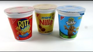 MINI COOKIE CUPS UNWRAPPING RITZ BITS Mini Nilla Wafers Teddy Grahms [upl. by Laeira]