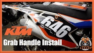 KTM Dirt Bike Grab Handle Install  Back in the Garage [upl. by Lenwood]