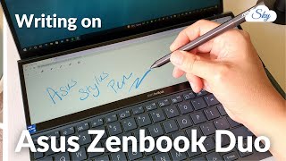 Asus Pen Stylus  writing on Asus Zenbook Duo UX482  compared to Samsung Galaxy sPen [upl. by Ahsekram]