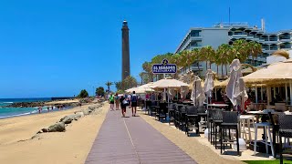 Gran Canaria Maspalomas Meloneras Strand Shops Bars Restaurants 4K Juli [upl. by Llehcam]