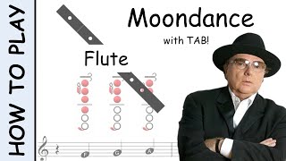 How to play Moondance on Flute  Sheet Music with Tab [upl. by Hillel959]