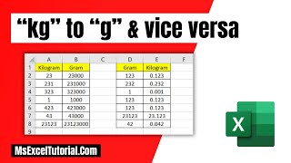 How to Convert Grams to Kilograms and Kilograms to Grams In Excel [upl. by Assirhc]