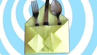 Simple Napkin Silverware Pocket Table Decoration HD [upl. by Nadruoj]