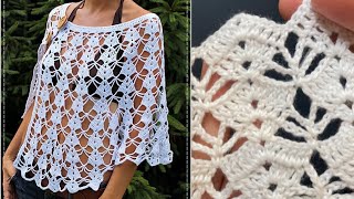 Hermosa e ideal puntada para chaleco en la técnica de crochet 🧶 paso a paso punto fácil [upl. by Antonino]