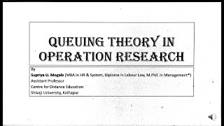 Queueing Theory in Operation Research PartI [upl. by Outlaw]