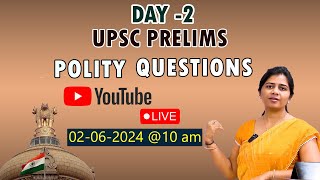 DAY 2  POLITY 30 Dynamic Questions  UPSC PRELIMS  DRMAMATHA MAM  FemPower IAS [upl. by Yadnus]