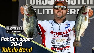 Pat Schlapper leads Day 3 of Bassmaster Elite at Toledo Bend with 78 pounds [upl. by Akitan]