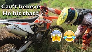 HE WRECKED AND BROKE HIS BRAND NEW DIRT BIKE  2019 KTM 350XCF [upl. by Asim67]