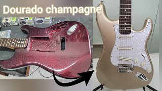 Guitar Strato Pintura Dourado champagne  Instalação de Captadores Sergio Rosar [upl. by Loralie188]