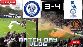 DERBY DAY • 7 GOALS • FANS FIGHT ON THE PITCH • Rochdale 34 Oldham Athletic • match day vlog [upl. by Wincer355]