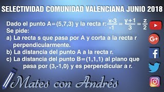 Examen selectividad Comunidad Valenciana Junio 2018 Matemáticas II Opción B2 Geometría [upl. by Colb]