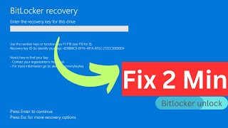 Fix  Bitlocker Recovery Key  bitlocker unlock without password and recovery key  bitlocker [upl. by Oiramal420]