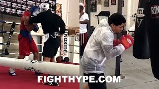 GERVONTA DAVIS SPARRING FOR JESUS CUELLAR PUTTING IN SERIOUS WORK WITH ADRIEN BRONER [upl. by Alusru288]