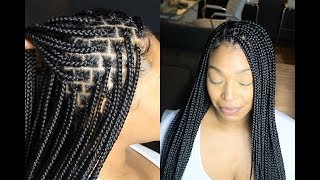 How To Tuck Colored Hair Into Braiding Hair  Jumbo Box Braids  Views from a Living Room Stylist [upl. by Akimal]