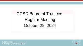 CCSD Board of Trustees Regular Meeting  October 28 2024 [upl. by Aimekahs]