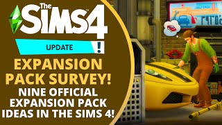 9 OFFICIAL EXPANSION PACKS IN THE SIMS 4 SURVEY 80s amp 90s PACK CRIME TRAVEL IN A VAN AND MORE [upl. by Asert]