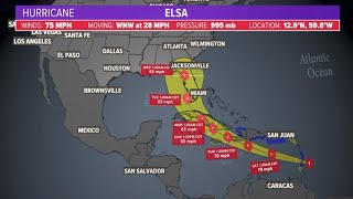 Tracking Hurricane Elsa Forecast cone spaghetti models and satellite [upl. by Jelks]