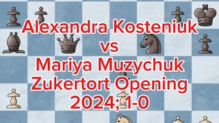 Zukertort Opening  White Alexandra Kosteniuk vs Black Mariya Muzychuk  2024 10 [upl. by Aneahs]