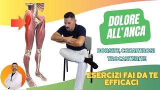 Dolore all ANCA borsitecoxartrosi e trocanterite esercizi FAI DA TE efficaci [upl. by Aicatan]