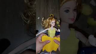 How to make yellow dress for my Glamour barbie barbie shorts [upl. by Gussy]