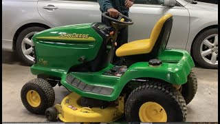 How to remove amp install a John Deere Mower Deck LT model 42in LT180 Lawn Tractor [upl. by Hannaoj]