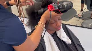 Blow dry 4c hair  very full hair [upl. by Enyalahs]