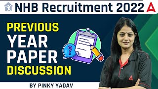 NHB Recruitment 2022  Previous Year Paper Discussion  By Pinky Yadav [upl. by Murray]