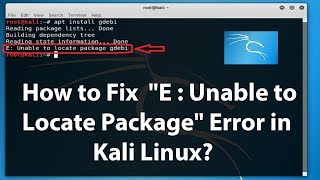 How to Fix E  quotUnable to Locate Packagequot Error in Kali Linux  2019 [upl. by Yrallam]