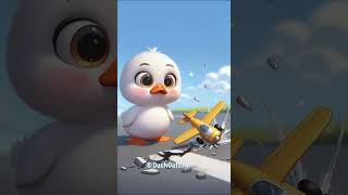 Duckling breaks toy plane when chased by dog duck shorts [upl. by Arquit757]